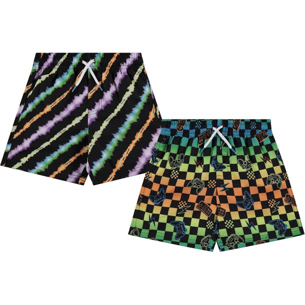 imageBCOOL 2 or 3Pack Boys Swim Trunks Kids Quick Dry Swimming Shorts with Liner  SolidPrinted SwimwearChecr