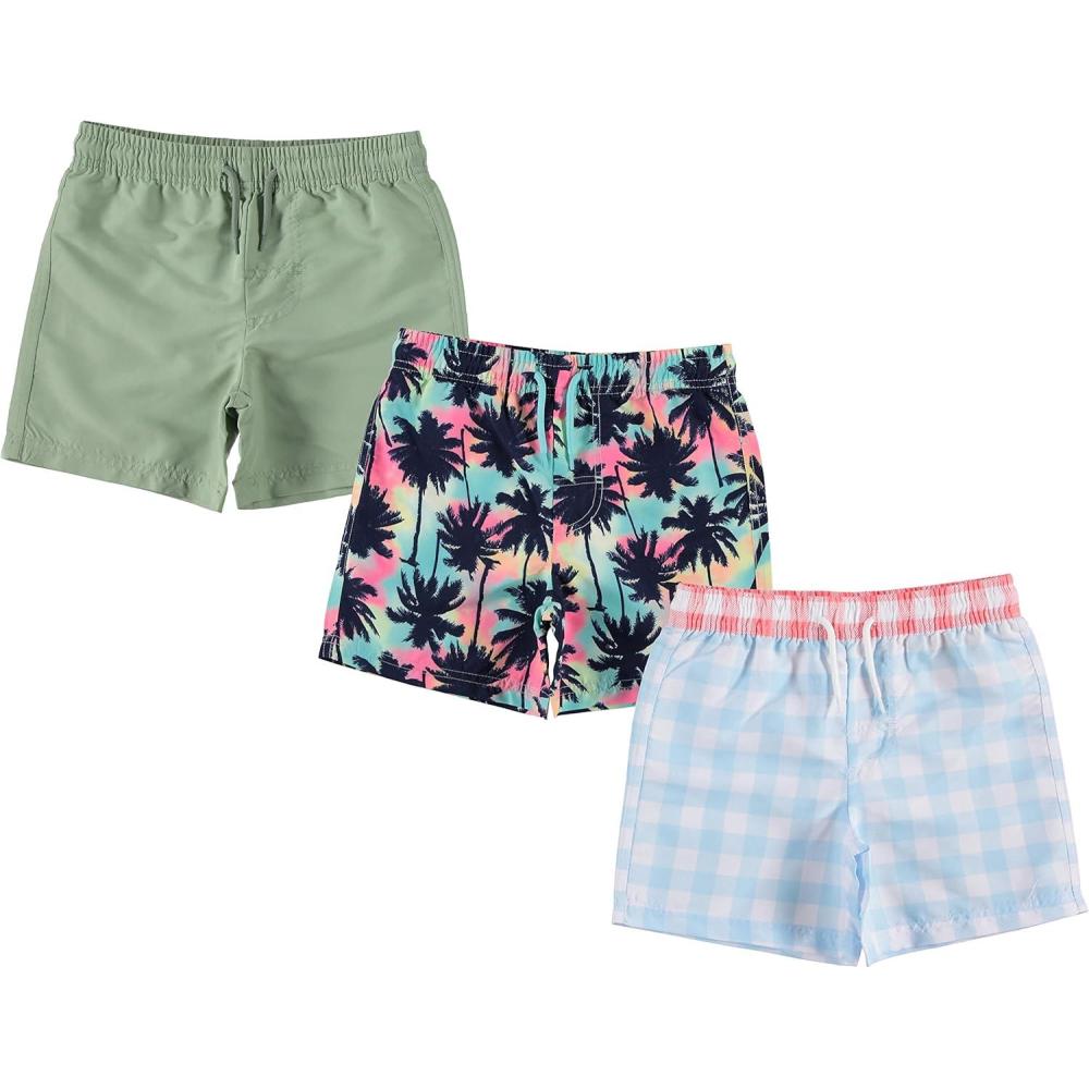 imageBCOOL 2 or 3Pack Boys Swim Trunks Kids Quick Dry Swimming Shorts with Liner  SolidPrinted SwimwearGingh