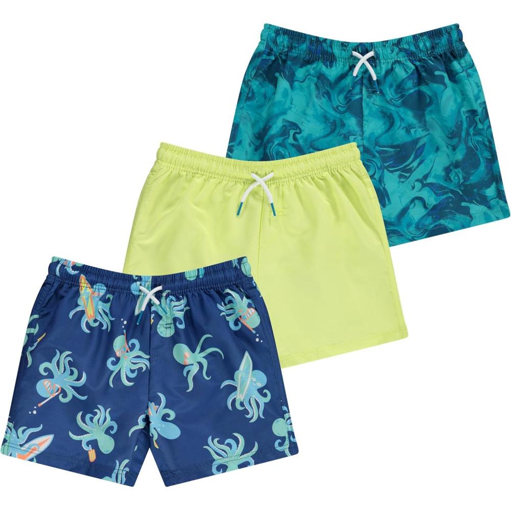 imageBCOOL 2 or 3Pack Boys Swim Trunks Kids Quick Dry Swimming Shorts with Liner  SolidPrinted SwimwearOctop