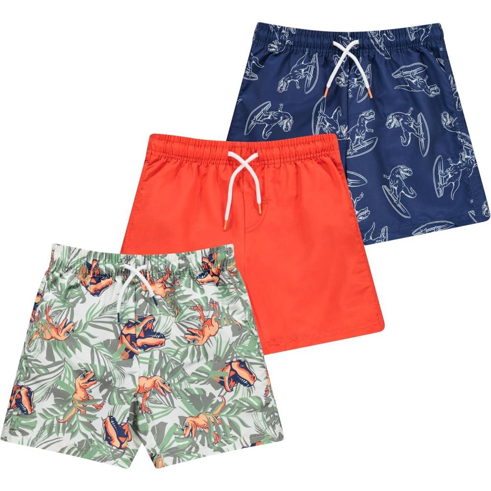 imageBCOOL 2 or 3Pack Boys Swim Trunks Kids Quick Dry Swimming Shorts with Liner  SolidPrinted SwimwearSurfer Boy