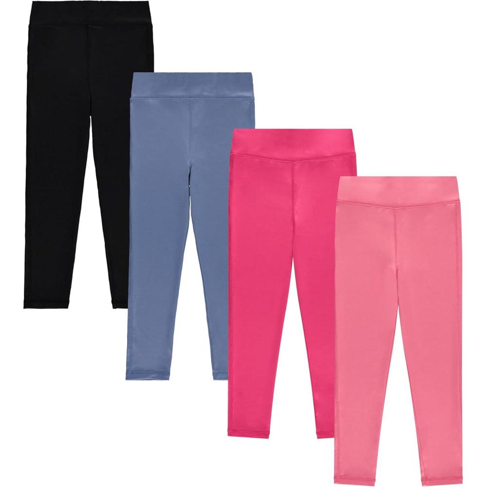 imageBTween Girls 4 Pack Leggings Set Exercise Sports Tights with Wide Waistband for GirlsBasc1