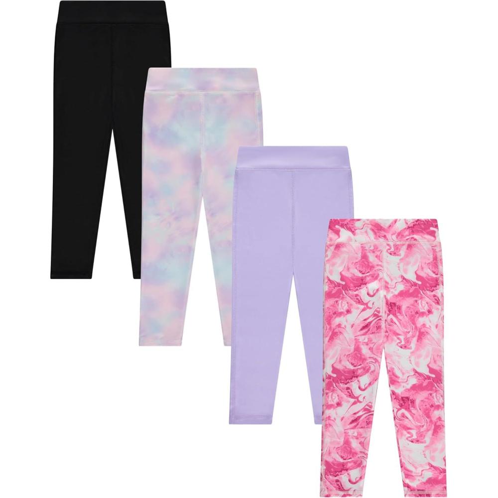 imageBTween Girls 4 Pack Leggings Set Exercise Sports Tights with Wide Waistband for GirlsGalax