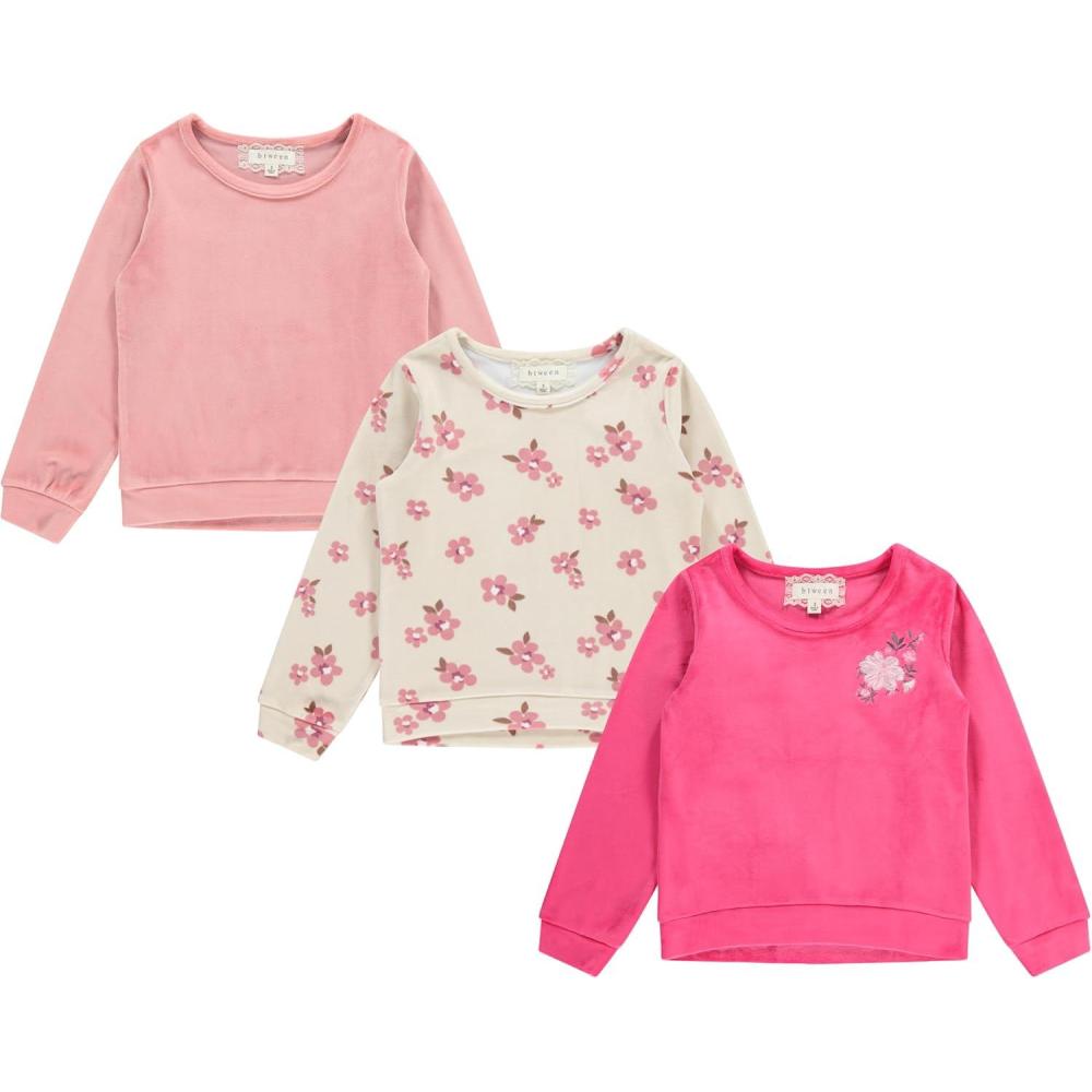 imageBTween Girls Cozy Velour Sweatshirt Set 3 Pack of Soft Sweatshirts for Kids Stylish Casual Outfits Sizes 414Ditsy