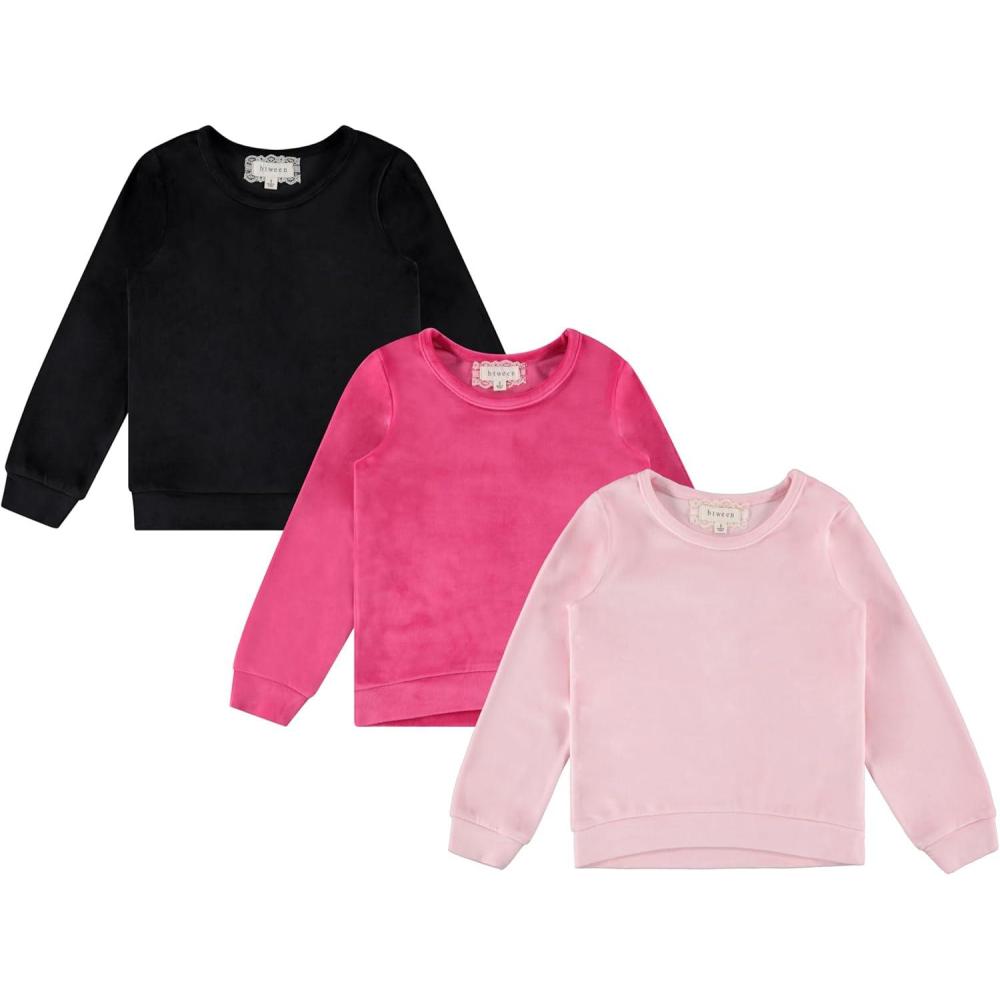 imageBTween Girls Cozy Velour Sweatshirt Set 3 Pack of Soft Sweatshirts for Kids Stylish Casual Outfits Sizes 414Fuch