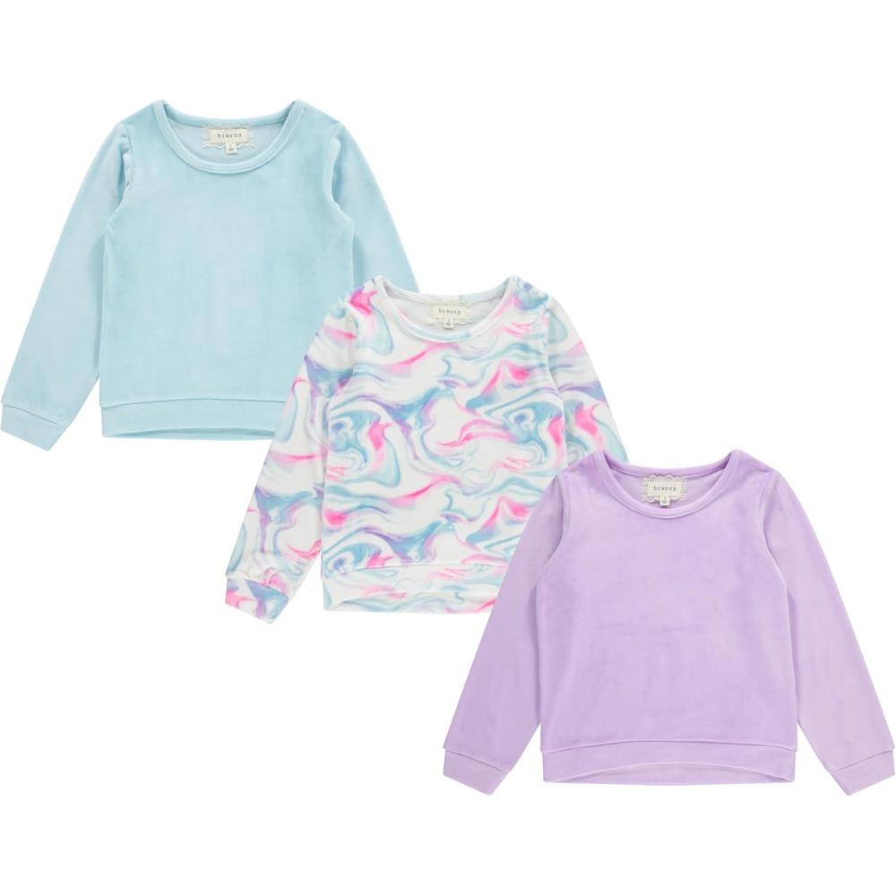 imageBTween Girls Cozy Velour Sweatshirt Set 3 Pack of Soft Sweatshirts for Kids Stylish Casual Outfits Sizes 414Marbe
