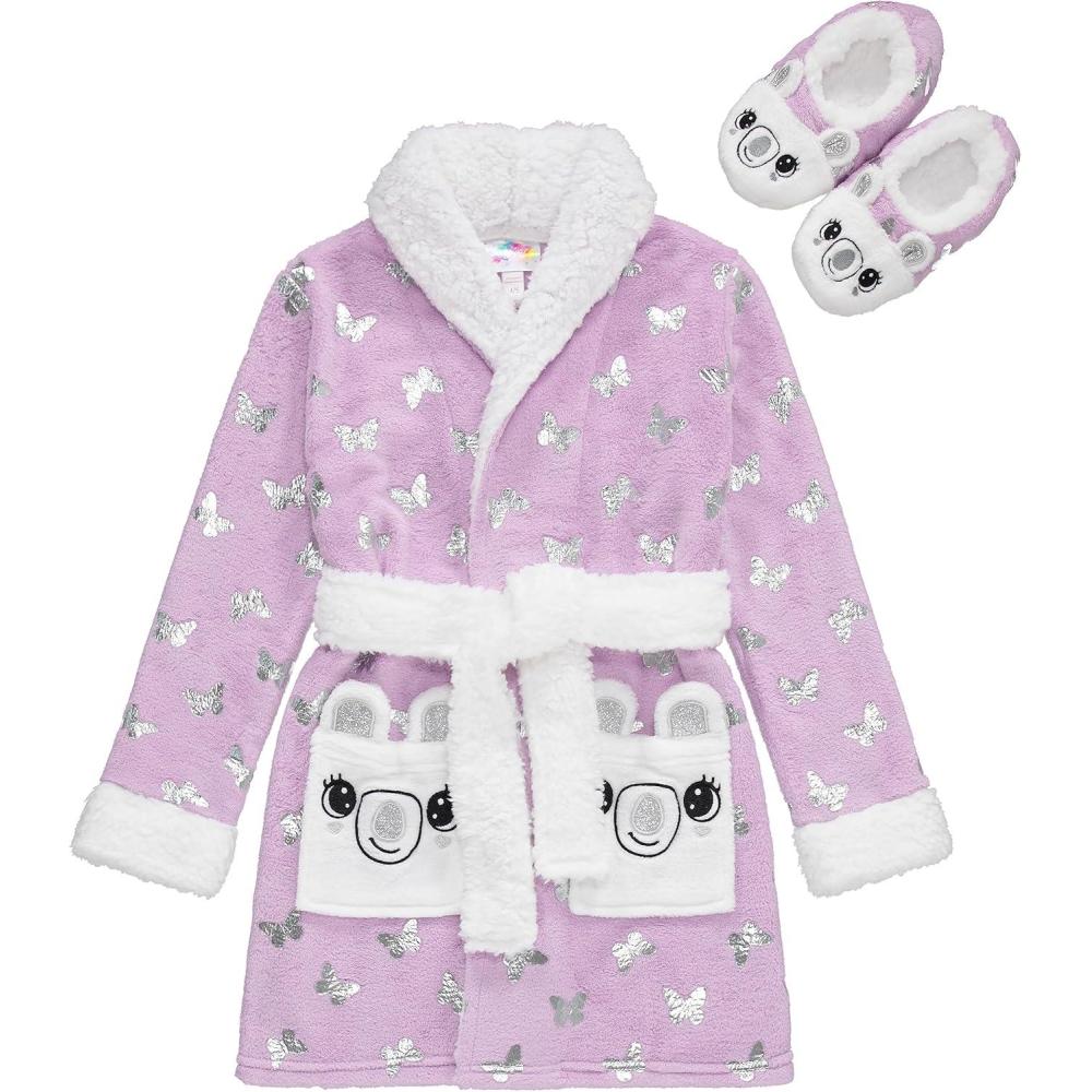 imageBTween Girls Unicorn Bathrobe Set Soft Cozy and Fun with Matching Slippers Perfect for LoungingSnow