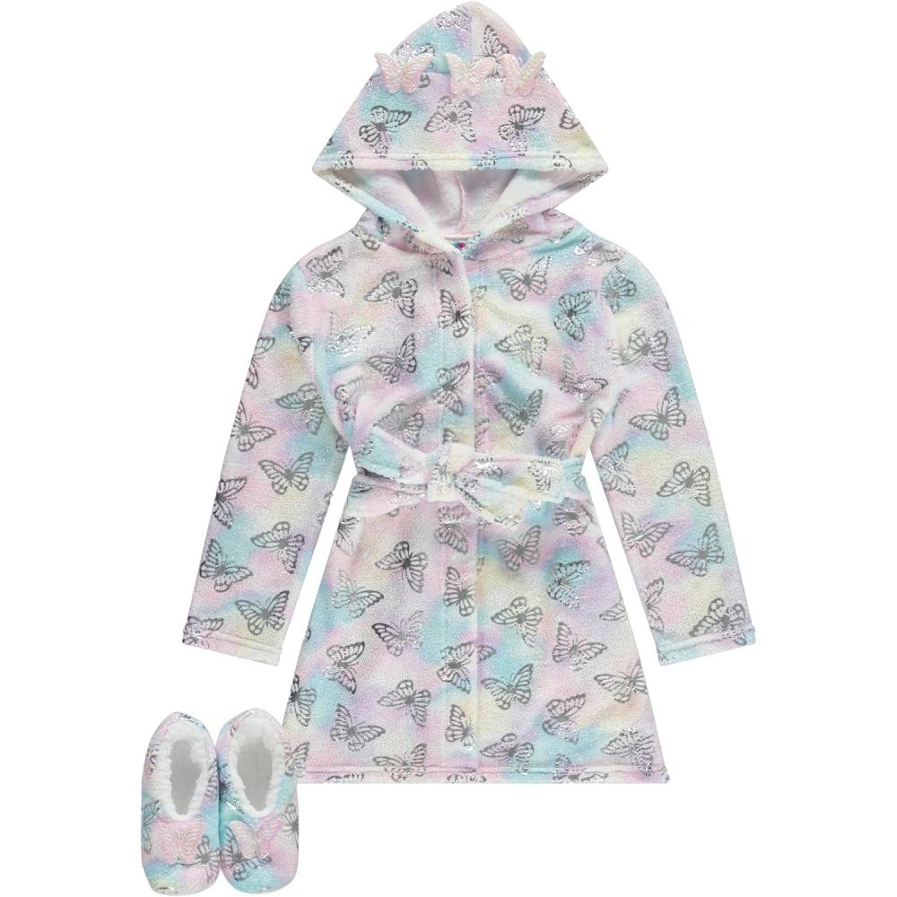 imageBTween Girls Unicorn Bathrobe Set Soft Cozy and Fun with Matching Slippers Perfect for LoungingTydye