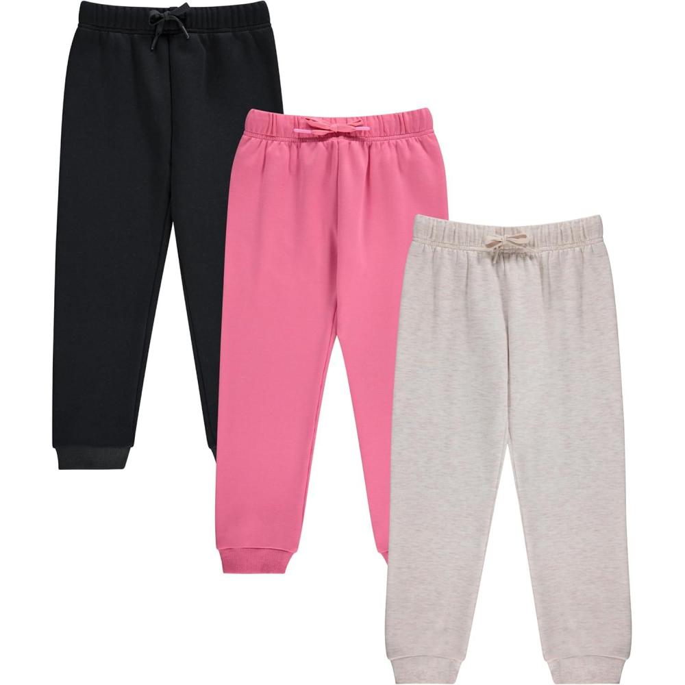 imageBTween Kids Girls Fashion Stretch Waist Ultra Soft Jogger Pants Set 3 Pack BundleOatm