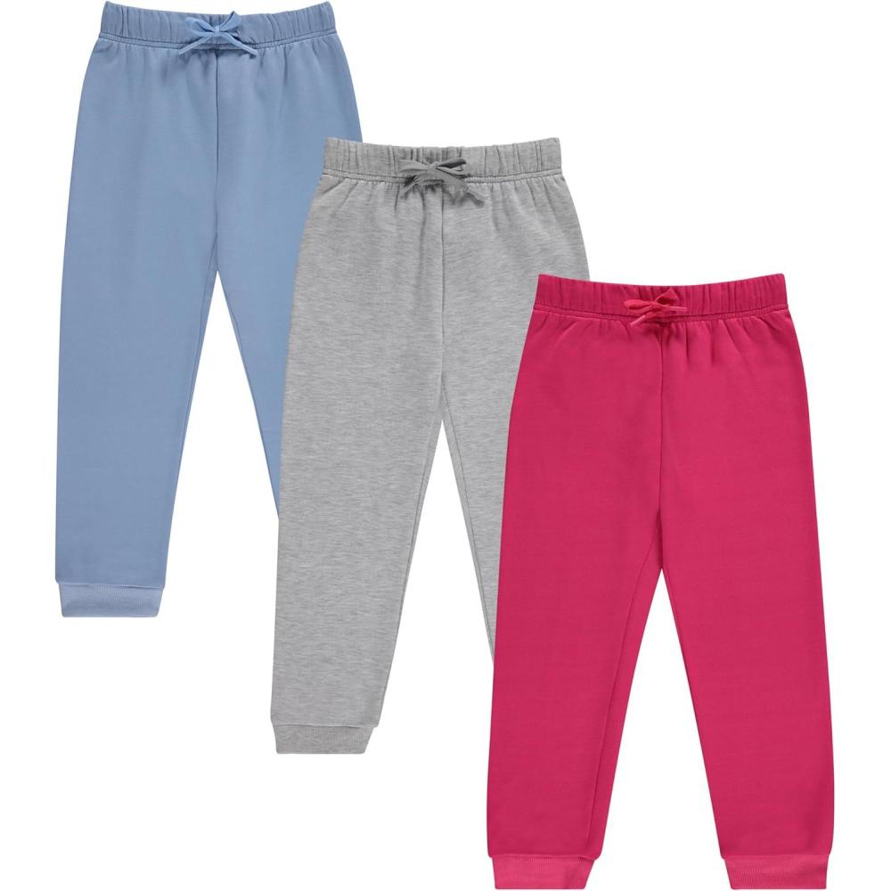 imageBTween Kids Girls Fashion Stretch Waist Ultra Soft Jogger Pants Set 3 Pack BundleRaspb