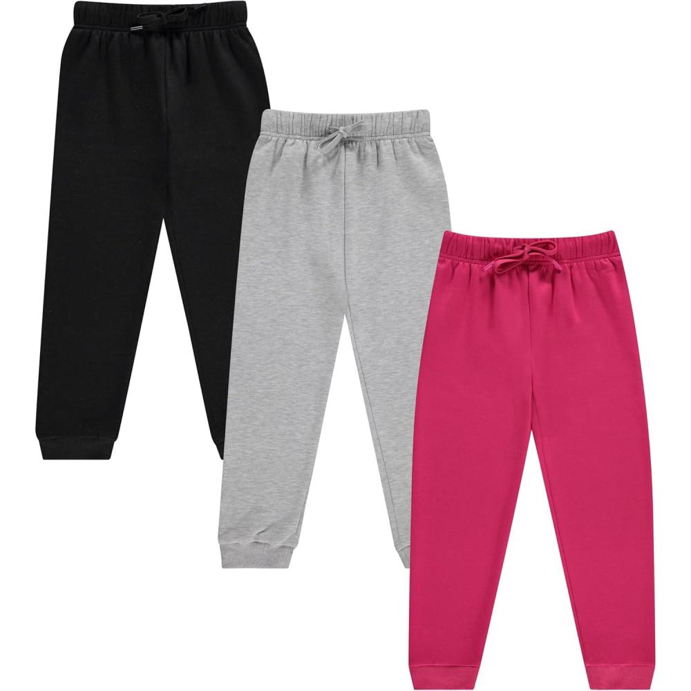 imageBTween Kids Girls Fashion Stretch Waist Ultra Soft Jogger Pants Set 3 Pack BundleRed
