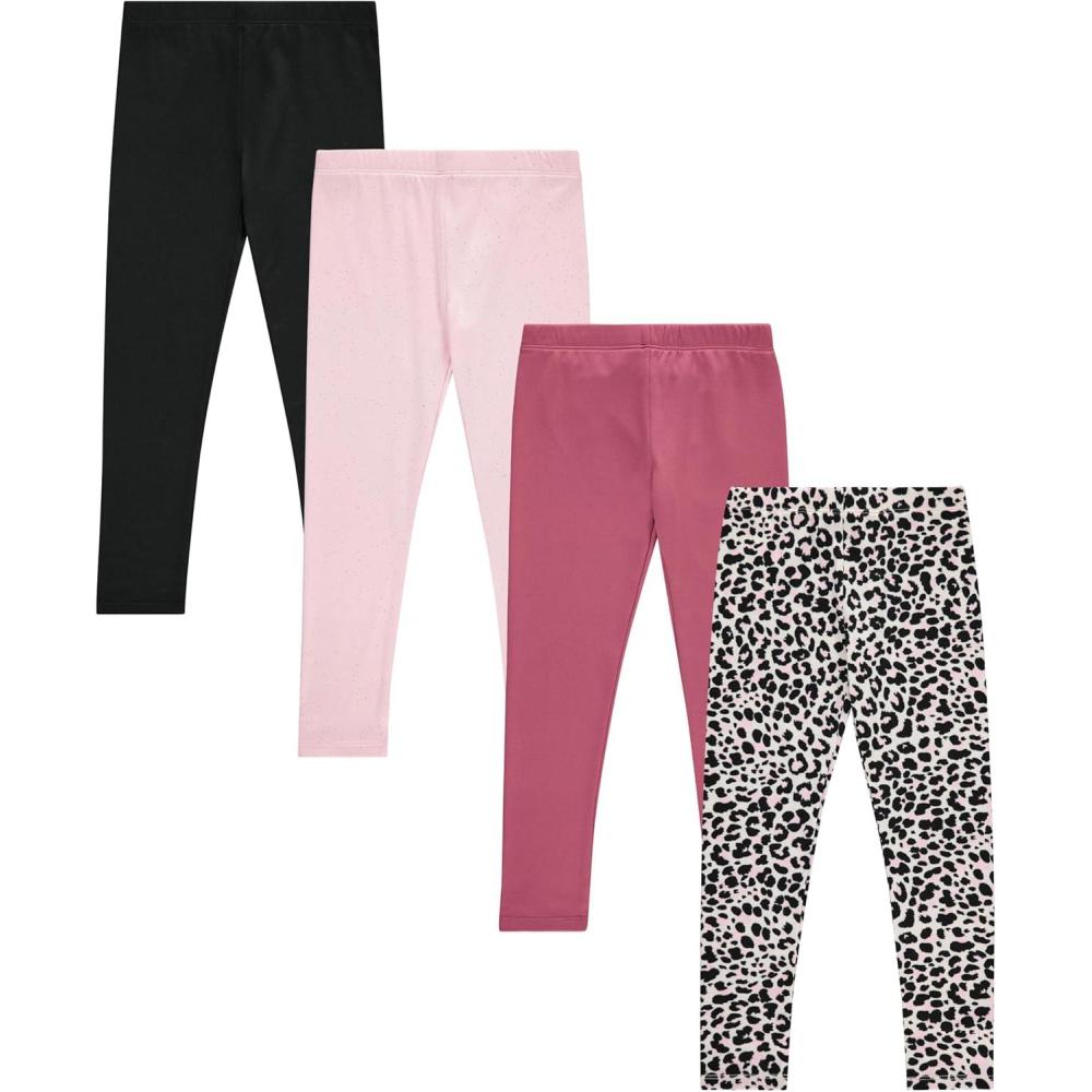 imageGirls 4 Pack Fleece Lined Leggings Whimsical Wonderland of Styles in Sizes 416 Unicorns Flowers Hearts GaloreSilvr