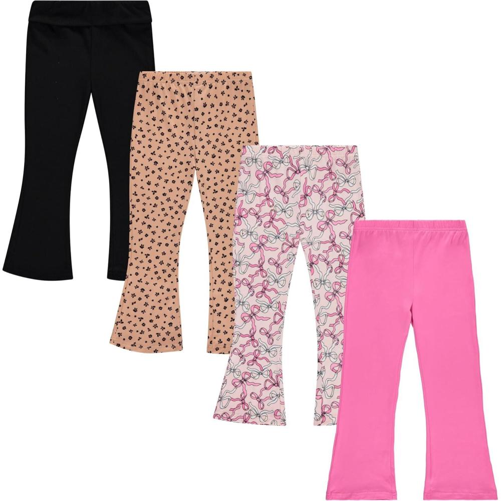 imageGirls Leggings and Flared Pants Set Comfortable Stylish and Versatile Pack of 4Black