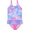 BTween Girls One Piece Bathing Suit 2 Piece Tankini Swimsuit Set, Kids Cute Swimwear Mermaid, Rainbow, Unicorn or Butterfly(Turq)