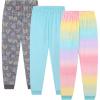 BTween 3 Pack Girls Pajama Pants Soft Fleece and Brushed Jersey Loose Fit Comfortable Lounge Bottoms(Ombre)