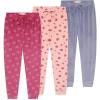 BTween Girls 3 Pack Velour Jogger Pant Set Solid, Tie Dye or Camo Sweatpants for Girls(Flora)