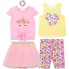 BTween Girls 4 Pack Floral Fashion Summer Clothes Set – Tutu Skirt Tank Top Short Sleeve and Biker Shorts(Fair)