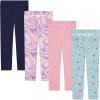 BTween Girls 4 Pack Leggings Set, Exercise, Sports Tights with Wide Waistband for Girls(Blue)