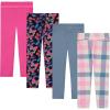 BTween Girls 4 Pack Leggings Set, Exercise, Sports Tights with Wide Waistband for Girls(Fusha)