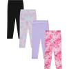BTween Girls 4 Pack Leggings Set, Exercise, Sports Tights with Wide Waistband for Girls(Galax)