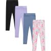 BTween Girls 4 Pack Leggings Set, Exercise, Sports Tights with Wide Waistband for Girls(Leopd)