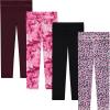 BTween Girls 4 Pack Leggings Set, Exercise, Sports Tights with Wide Waistband for Girls(Marbl)