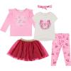 BTween Girls 4 Piece Outfit Set Stylish, Fun, and Versatile Includes Tops, Skirt, and Leggings(Raspb)