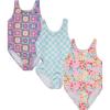 BTween Girls Multi Pack One Piece Swimwear Unique Colors and Patterns, Sizes 4-16 for Kids and Toddlers(Flowr)
