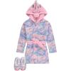 BTween Girls Unicorn Bathrobe Set Soft, Cozy, and Fun with Matching Slippers Perfect for Lounging(Pinkm)