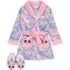 BTween Girls Unicorn Bathrobe Set Soft, Cozy, and Fun with Matching Slippers Perfect for Lounging(Pnkmr)