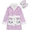 BTween Girls Unicorn Bathrobe Set Soft, Cozy, and Fun with Matching Slippers Perfect for Lounging(Snow)