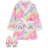 BTween Girls Unicorn Bathrobe Set Soft, Cozy, and Fun with Matching Slippers Perfect for Lounging(Strip)