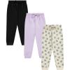 BTween Kids Girls Fashion Stretch Waist Ultra Soft Jogger Pants Set 3 Pack Bundle(Daisy.)