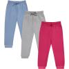 BTween Kids Girls Fashion Stretch Waist Ultra Soft Jogger Pants Set 3 Pack Bundle(Raspb)