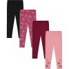 Girls 4 Pack Fleece Lined Leggings Whimsical Wonderland of Styles in Sizes 4-16! Unicorns, Flowers Hearts Galore!(Plum)