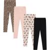 Girls 4 Pack Fleece Lined Leggings Whimsical Wonderland of Styles in Sizes 4-16! Unicorns, Flowers Hearts Galore!(Sand)