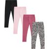 Girls 4 Pack Fleece Lined Leggings Whimsical Wonderland of Styles in Sizes 4-16! Unicorns, Flowers Hearts Galore!(Silvr)