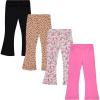 Girls Leggings and Flared Pants Set Comfortable, Stylish, and Versatile Pack of 4(Black)