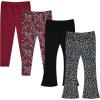 Girls Leggings and Flared Pants Set Comfortable, Stylish, and Versatile Pack of 4(Jetbk)