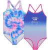 Juicy Couture Girls 2 Pack One Piece Swimsuit Set, Kids Bathing Suit Swimwear, Cute Ombre Tie Dye Tropical Print Beach Wear(Tdye)