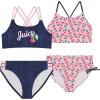 Juicy Couture Girls 4 Pack Two Piece Bikini Swimsuit Set, Kids Bathing Suit Swimwear Bikinis Tie Dye, Ombre, Metallic(Ombre)