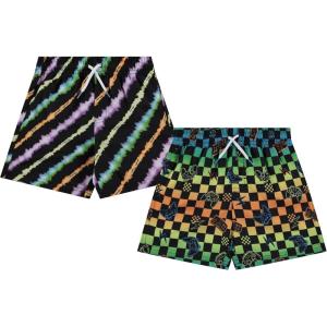 BCOOL 2 or 3-Pack Boys Swim Trunks, Kids Quick Dry Swimming Shorts with Liner – Solid/Printed Swimwear(Checr)