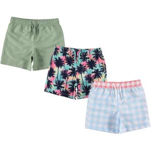 BCOOL 2 or 3-Pack Boys Swim Trunks, Kids Quick Dry Swimming Shorts with Liner – Solid/Printed Swimwear(Gingh)