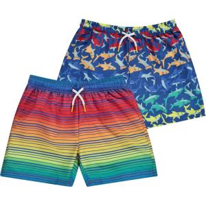 BCOOL 2 or 3-Pack Boys Swim Trunks, Kids Quick Dry Swimming Shorts with Liner – Solid/Printed Swimwear(Multi)