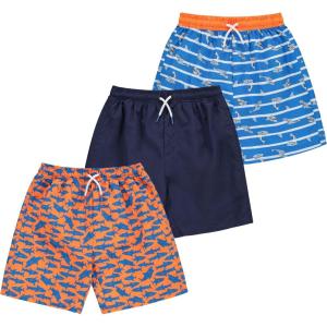 BCOOL 2 or 3-Pack Boys Swim Trunks, Kids Quick Dry Swimming Shorts with Liner – Solid/Printed Swimwear(Sharks Swim)