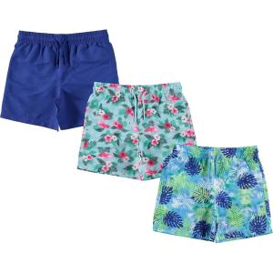 BCOOL 2 or 3-Pack Boys Swim Trunks, Kids Quick Dry Swimming Shorts with Liner – Solid/Printed Swimwear(Tropi)