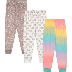 BTween 3 Pack Girls Pajama Pants Soft Fleece and Brushed Jersey Loose Fit Comfortable Lounge Bottoms(Gryiv)