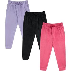 BTween Girls 3 Pack Velour Jogger Pant Set Solid, Tie Dye or Camo Sweatpants for Girls(Jetbk)