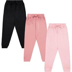 BTween Girls 3 Pack Velour Jogger Pant Set Solid, Tie Dye or Camo Sweatpants for Girls(Rose)