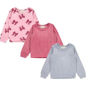 BTween Girls Cozy Velour Sweatshirt Set, 3 Pack of Soft Sweatshirts for Kids, Stylish Casual Outfits, Sizes 4-14(Bows)