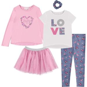 BTween Girls Kids Clothing and Accessory Set 5 Piece Mix And Match Sets(Lilac)